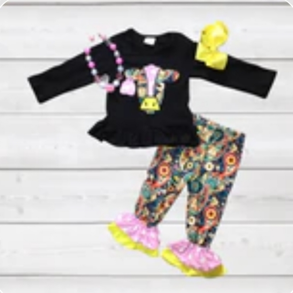 2piece boutique ruffled cow outfit 2xl 6/7